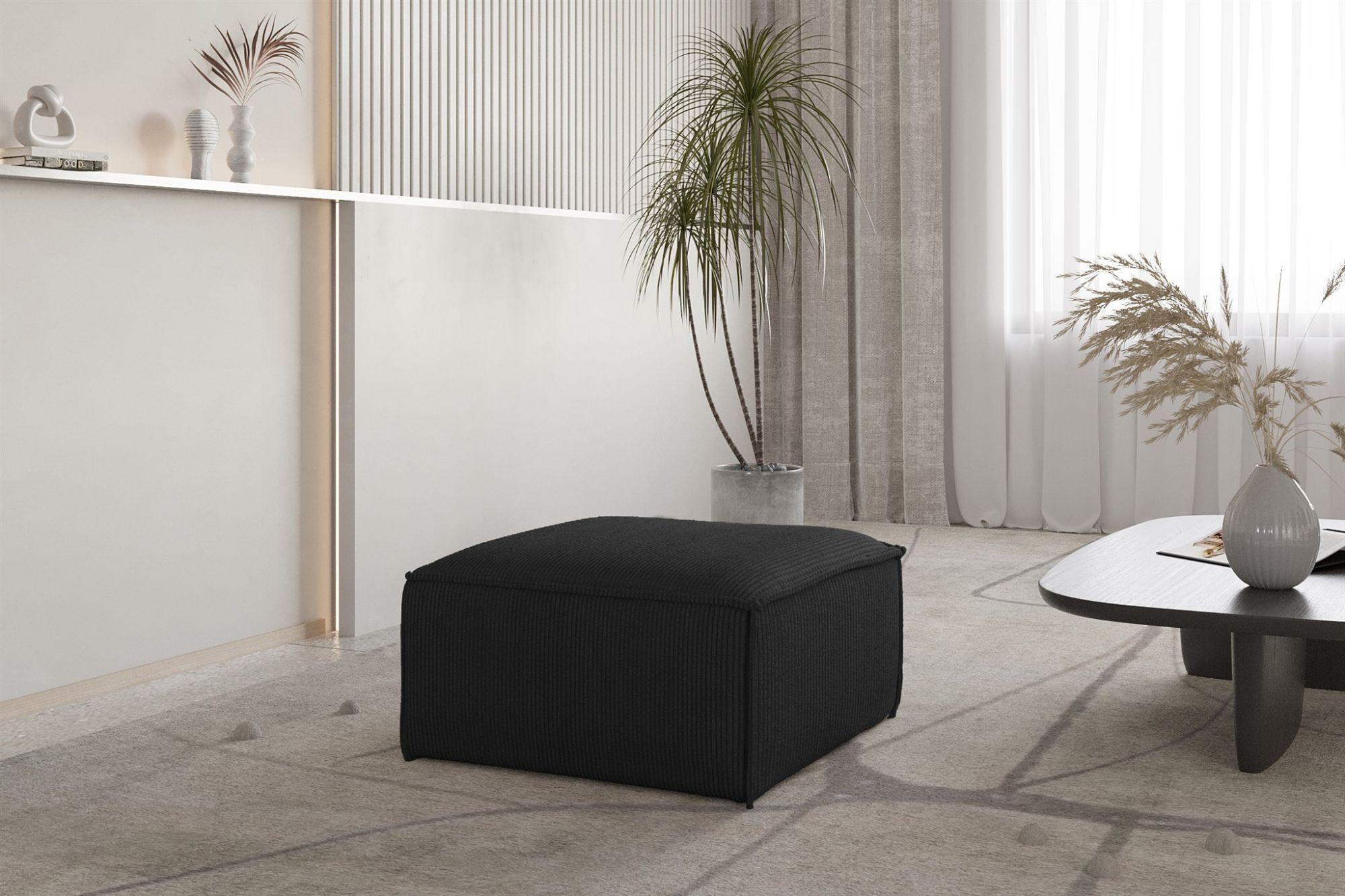 POLSTERHOCKER Celes Premium 65x65cm Textil Fun Möbel Möbel > Sessel > Hocker Schwarz
