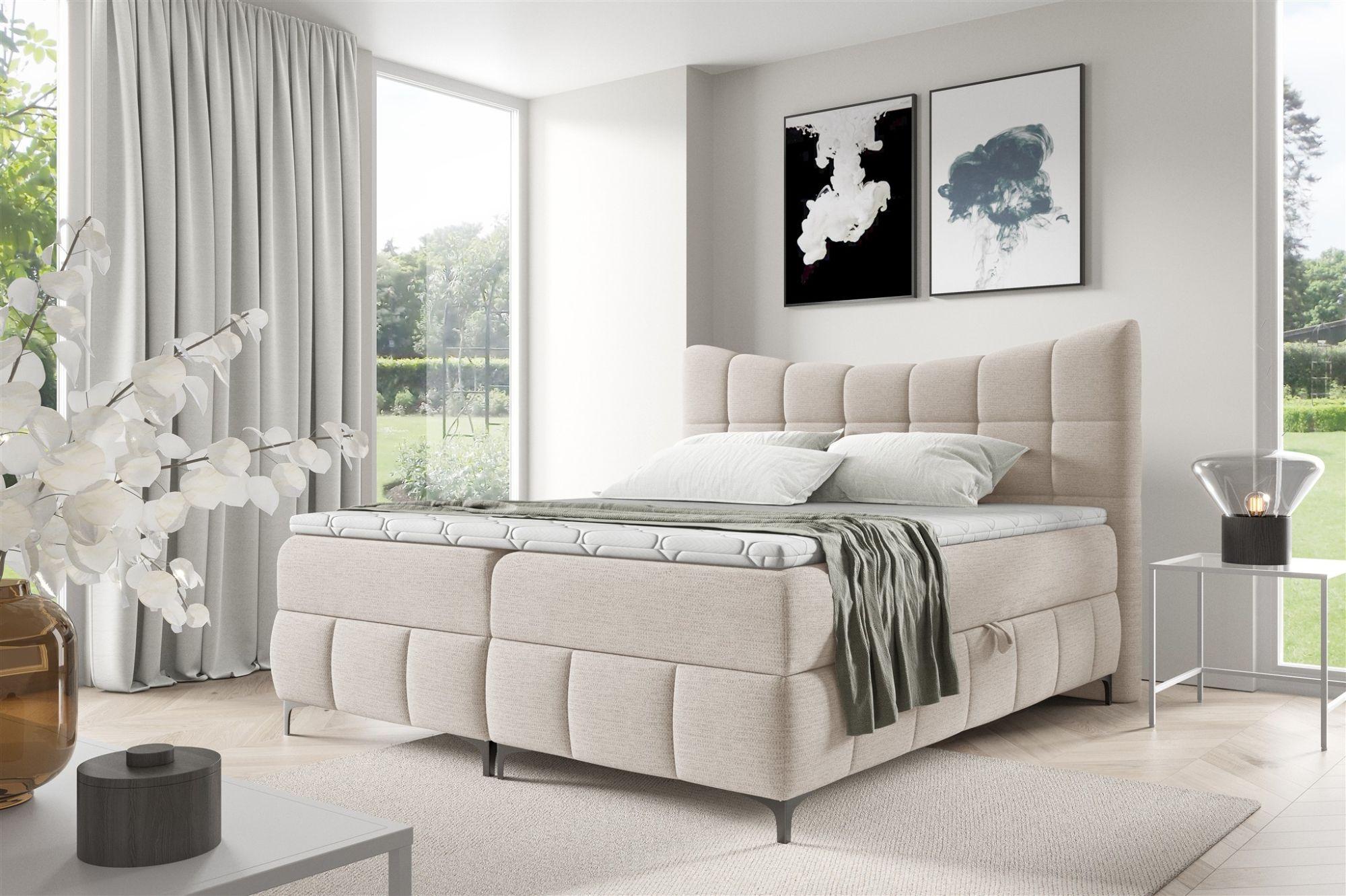 BOXBETT Charles Premi.. In Aragon Textil Fun Möbel Möbel > Betten > Boxspringbetten Weiß