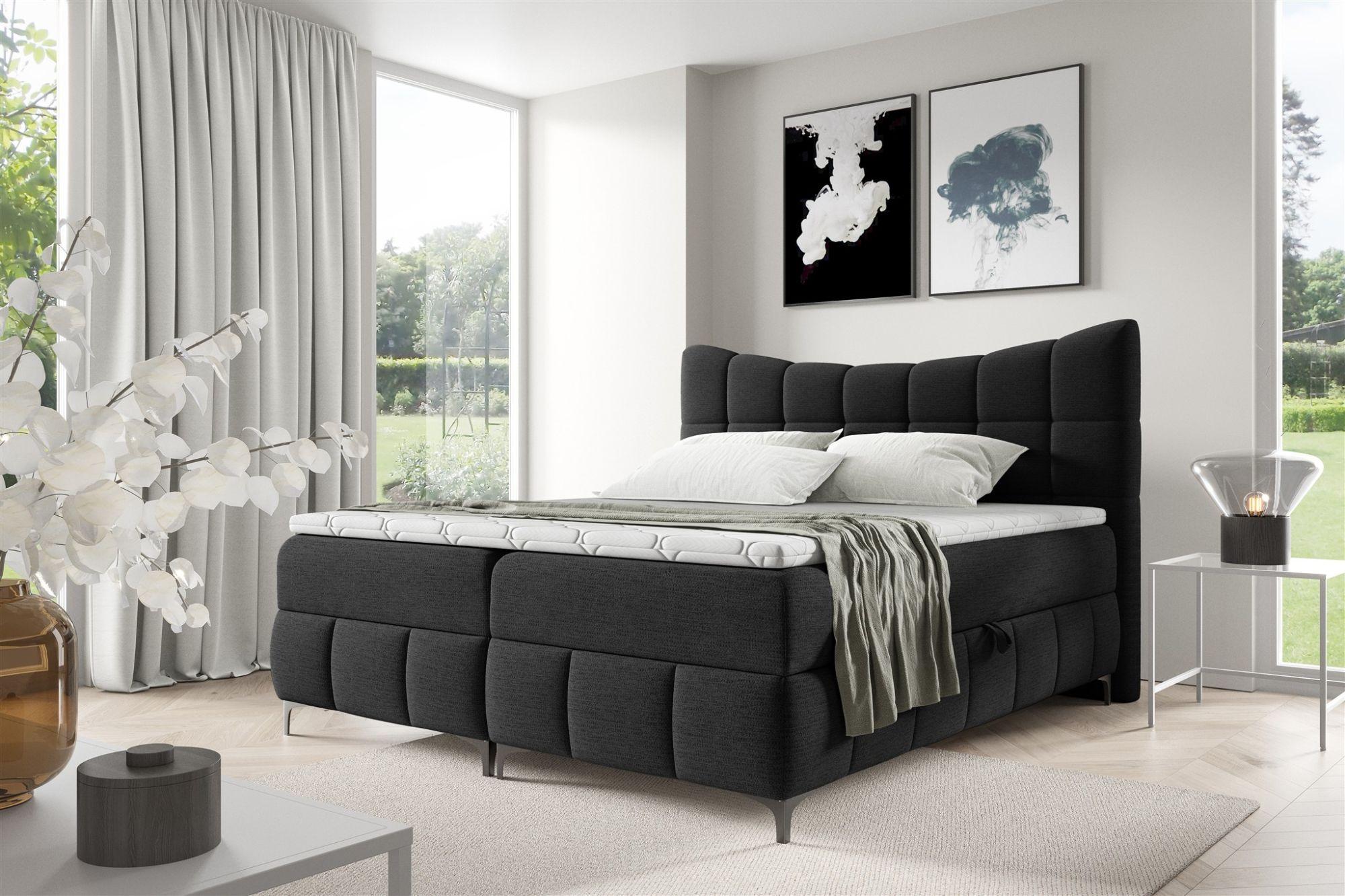 BOXBETT Charles Premi.. In Aragon Textil Fun Möbel Möbel > Betten > Boxspringbetten Schwarz