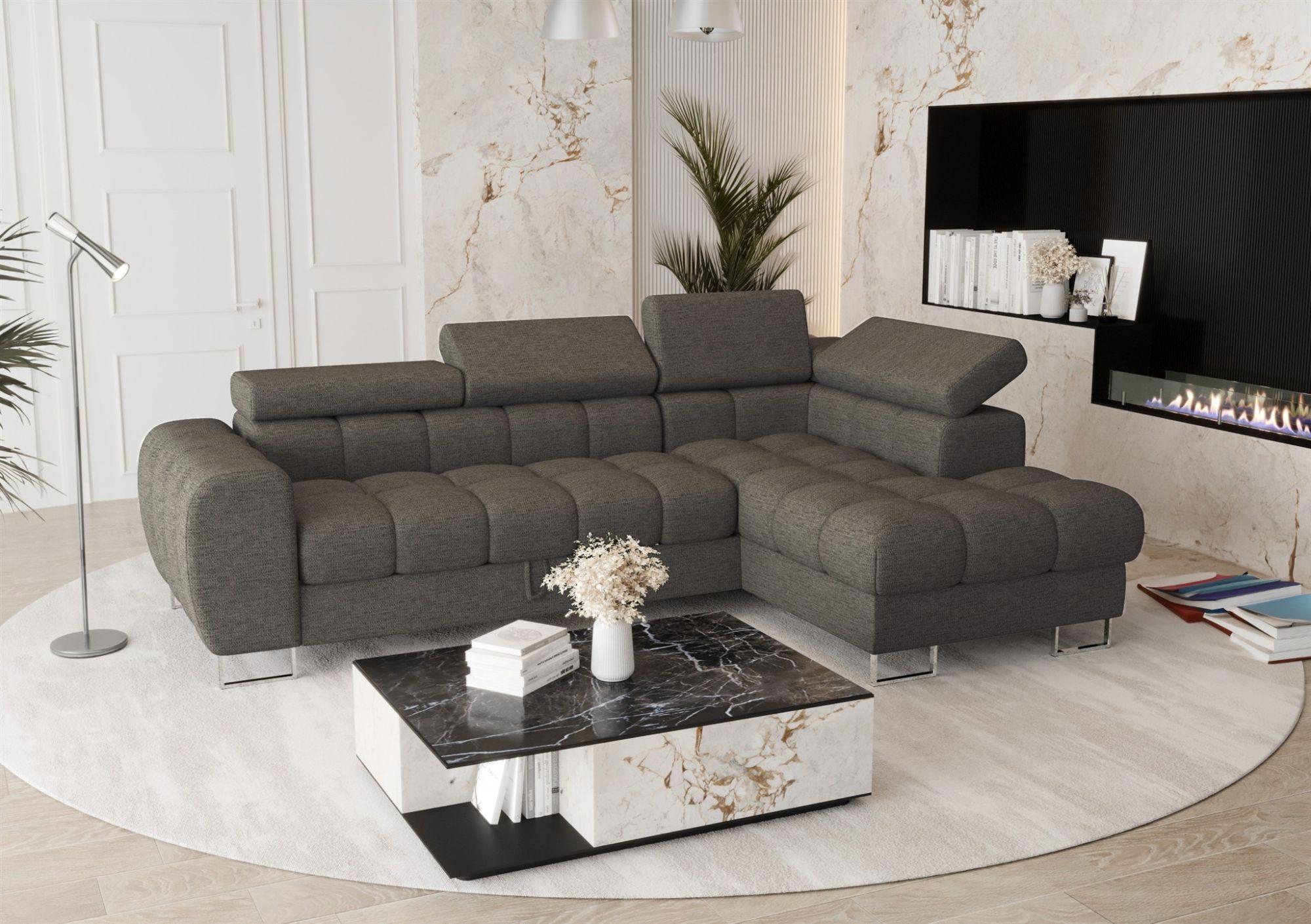 ECKSOFA Bastien Mit Schlaffunktion Textil Fun Möbel Möbel > Sofas & Couches > Wohnlandschaften > Ecksofas Grau
