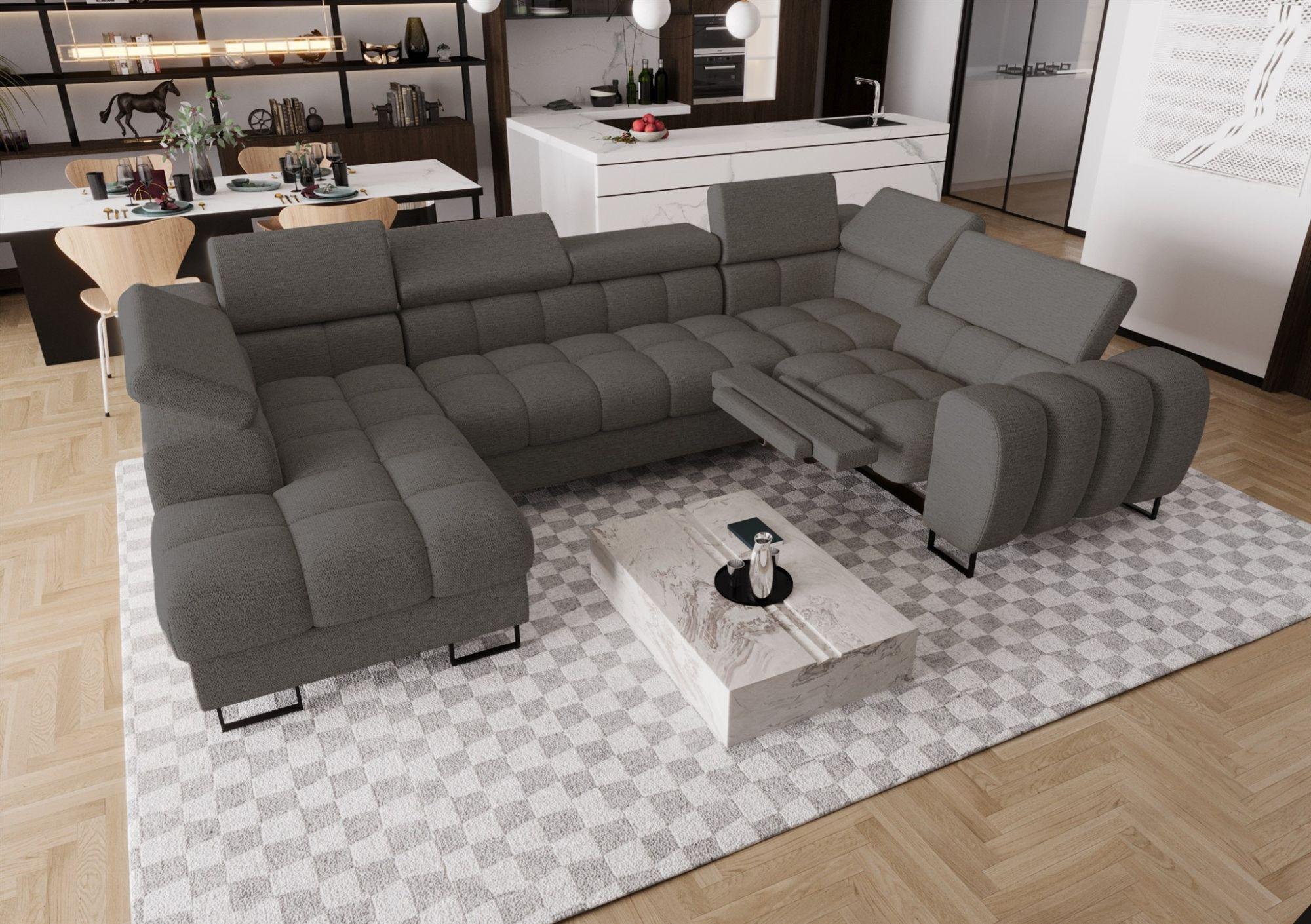 WOHNLANDSCHAFT Bastien Relax Textil Fun Möbel Möbel > Sofas & Couches > Wohnlandschaften > Wohnlandschaften U-Form Grau