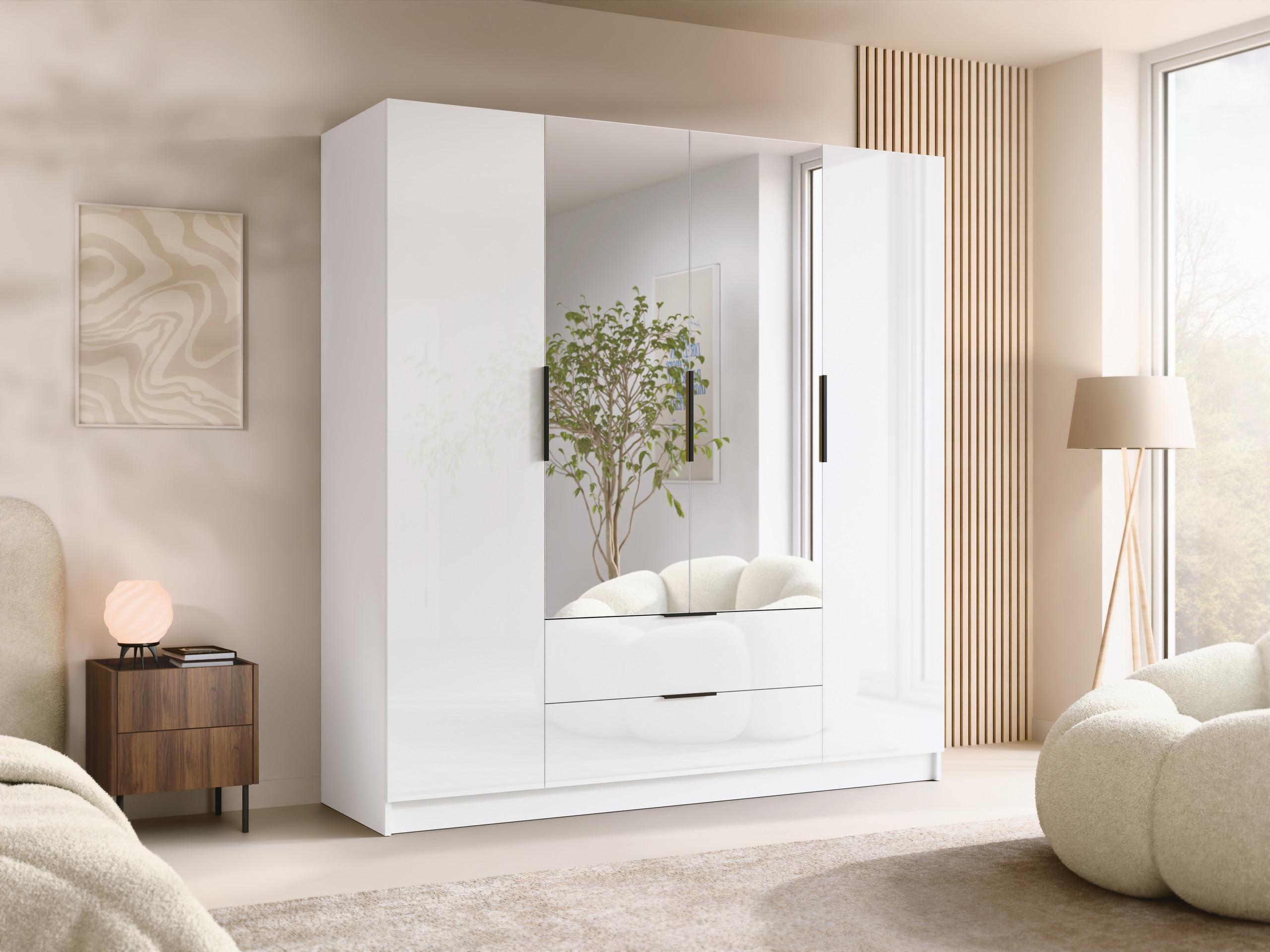 KLEIDERSCHRANK Sofia II Gloss Holzwerkstoff MIRJAN24 Möbel > Schränke > Kleiderschränke > Drehtürenschränke Weiß