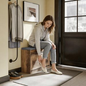 wohnli-moebel-suche-800001549954-1 SCHUHBANK mit Sitzfläche schmal 75x24x53cm Braun Holzwerkstoff SoBuy Garderoben > Garderobenbänke Braun