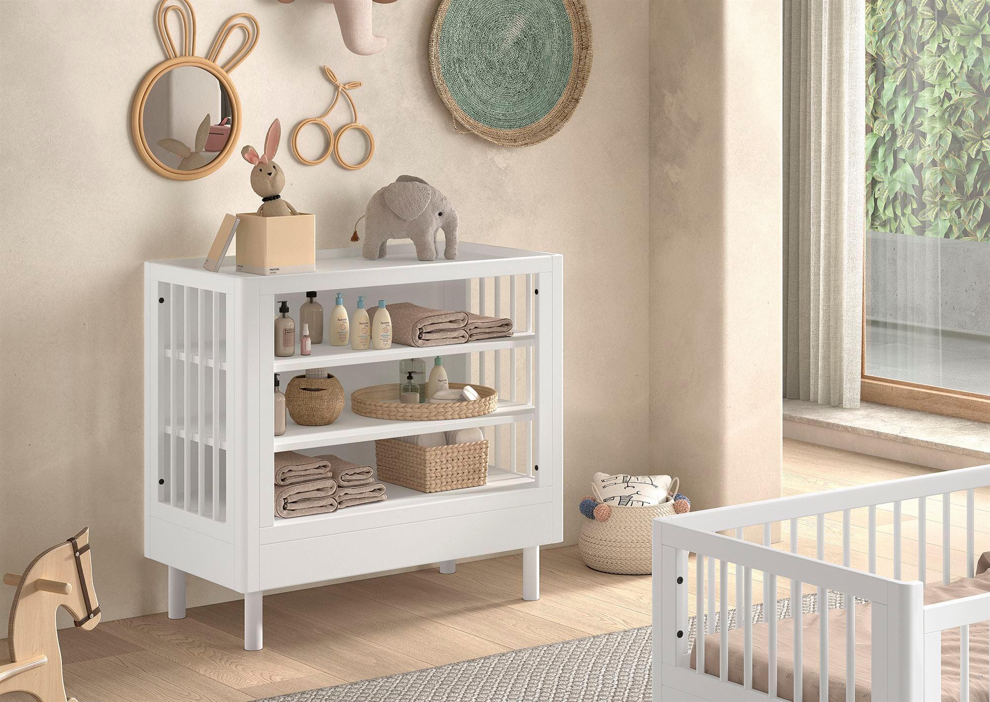 WICKELREGAL Keeley Buche Weiß Holz Babyregal Komfort Stabil Modern Holz 58aufmkessel Möbel > Kommoden & Schubladenschränke > Wickelkommoden Weiß