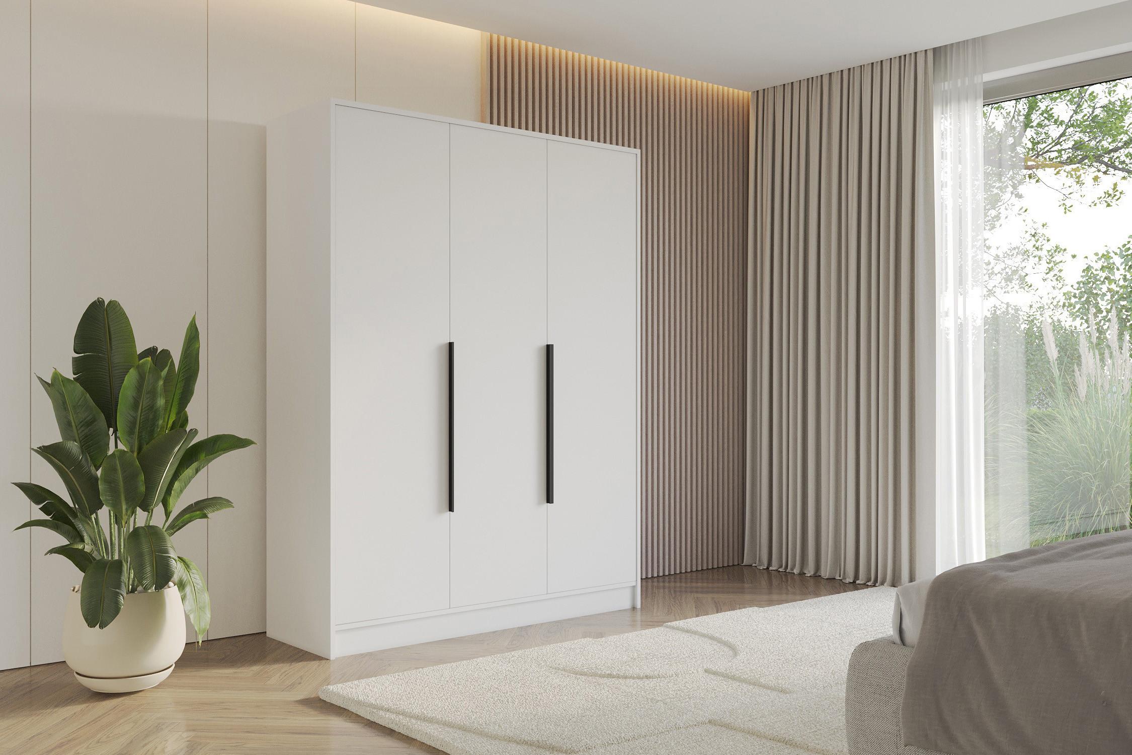 KLEIDERSCHRANK - PORTO - 150 - Weiß Holzwerkstoff ALTDECOR Möbel > Schränke > Kleiderschränke > Drehtürenschränke Weiß