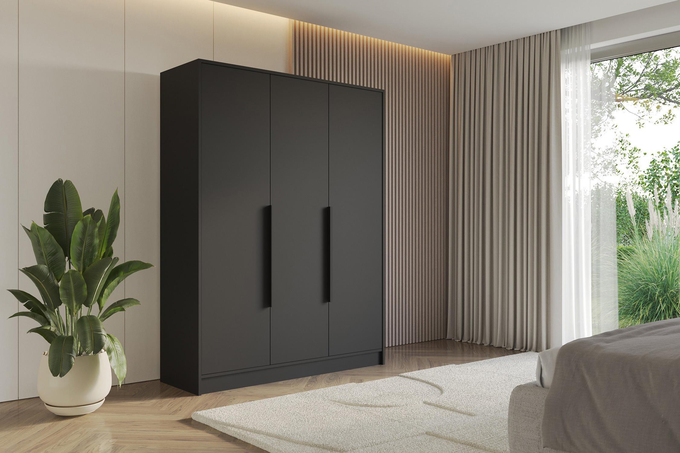 wohnli-moebel-suche-800001554816-1 KLEIDERSCHRANK - PORTO - 150 - Schwarz Holzwerkstoff ALTDECOR Möbel > Schränke > Kleiderschränke > Drehtürenschränke Schwarz