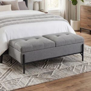 wohnli-moebel-suche-800001562919-1 SITZTRUHE Leinenstoff-Grau-Metall Textil HOMCOM Möbel > Bänke > Sitzbänke Grau