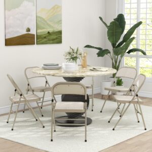 wohnli-moebel-suche-800001562959-1 KLAPPSTUHL 6er Set Polyester Stahl Beige Textil HOMCOM Möbel > Stühle > Klappstühle Beige
