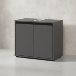 wohnli-moebel-suche-800001567284-1 WASCHBECKENUNTERSCHRANK 63 cm mit zwei Türen und Einlegeboden | Graphit Holzwerkstoff KADIMA DESIGN Möbel > Schränke > Badezimmerschränke > Waschbeckenunterschränke Schwarz