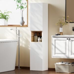 wohnli-moebel-suche-800001571027-1 BADEZIMMERSCHRANK aus MDF 30/24/140 cm Weiß Holzwerkstoff HOMCOM Möbel > Schränke > Badezimmerschränke Weiß
