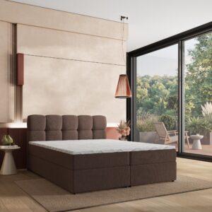 wohnli-moebel-suche-800001588839-1 BOXBETT MERU 160x200 cm mit Matratze und Topper - Braun Holz MASSENO Möbel > Betten > Boxspringbetten Braun