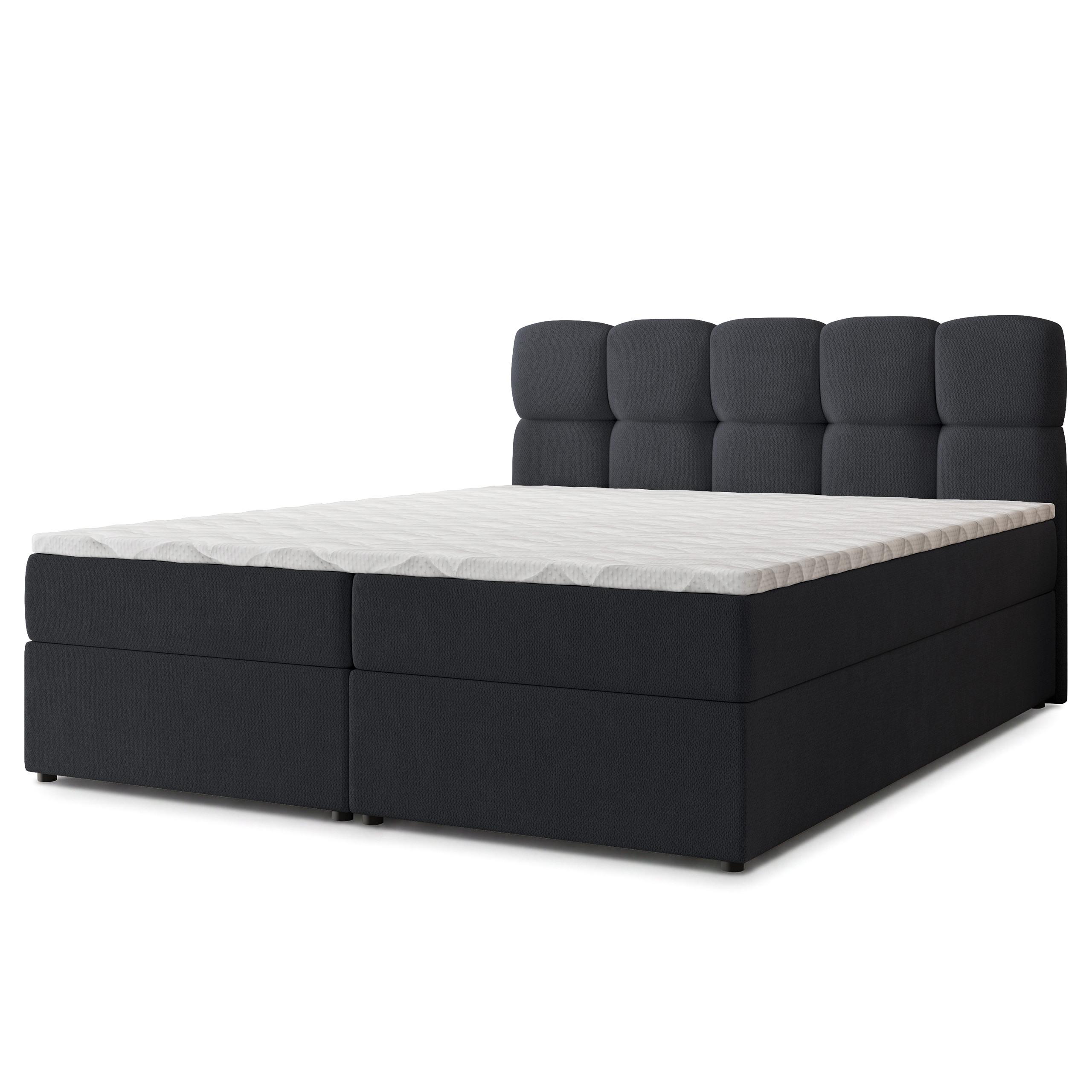 Wohnli Möbelsuche - BOXBETT MERU 180x200 cm mit Matratze und Topper - Schwarz