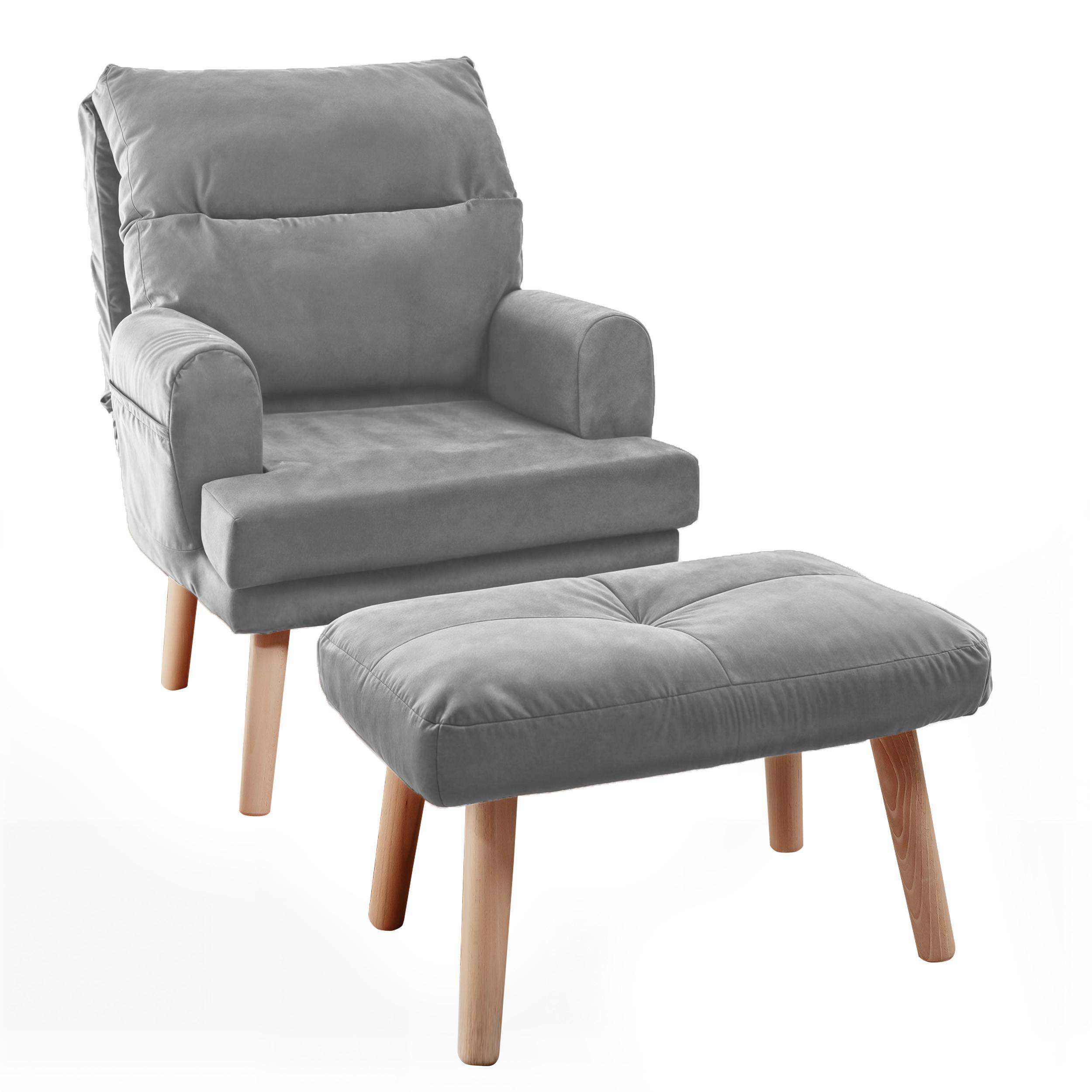 Wohnli Möbelsuche - RELAXSESSEL NEMO mit Hocker und Holzfüßen