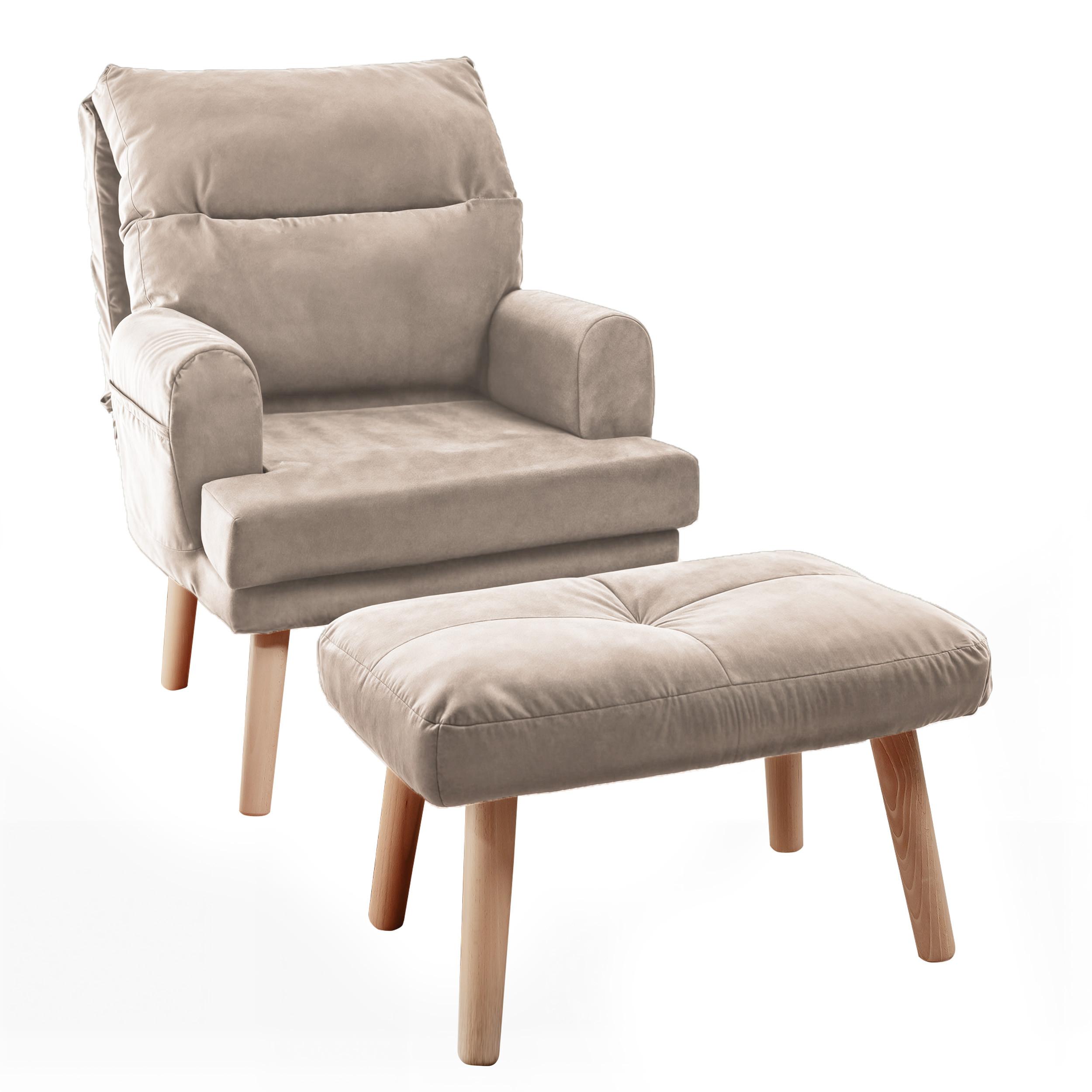 Wohnli Möbelsuche - RELAXSESSEL NEMO mit Hocker und Holzfüßen