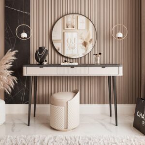 SCHMINKTISCH Konsole NAVANI 130 cm mit Schubladen Kaschmir Stein Holzwerkstoff Idohome Möbel > Kommoden & Schubladenschränke > Konsolentische Grau