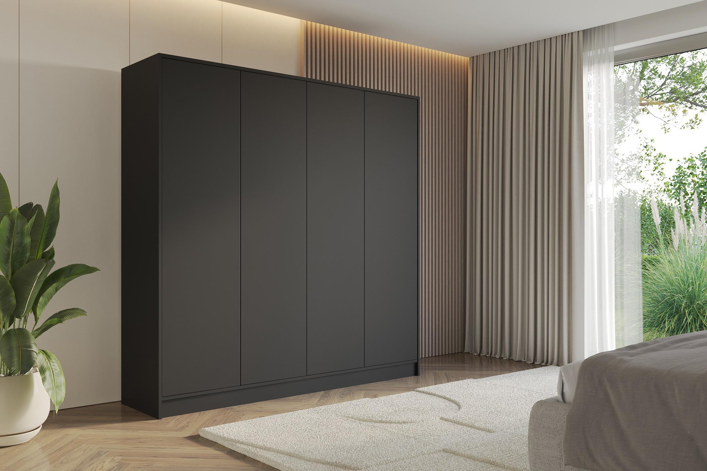 KLEIDERSCHRANK - GALA - 200 - Schwarz Holzwerkstoff ALTDECOR Möbel > Schränke > Kleiderschränke Schwarz