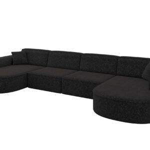 Wohnli Möbelsuche - WOHNLANDSCHAFT MARI-U2 - 388x171x79 cm Schwarz Tissu