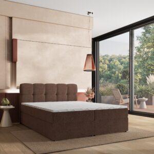 wohnli-moebel-suche-800001593126-1 BOXBETT MERU 160x200 cm mit Matratze und Topper - Braun Holz MASSENO Möbel > Betten > Boxspringbetten Braun