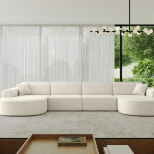 wohnli-moebel-suche-800001593131-1 WOHNLANDSCHAFT MARI-U2 - 388x171x79 cm Creme Tissu Textil ALTDECOR Möbel > Sofas & Couches > Wohnlandschaften > Wohnlandschaften U-Form Weiß