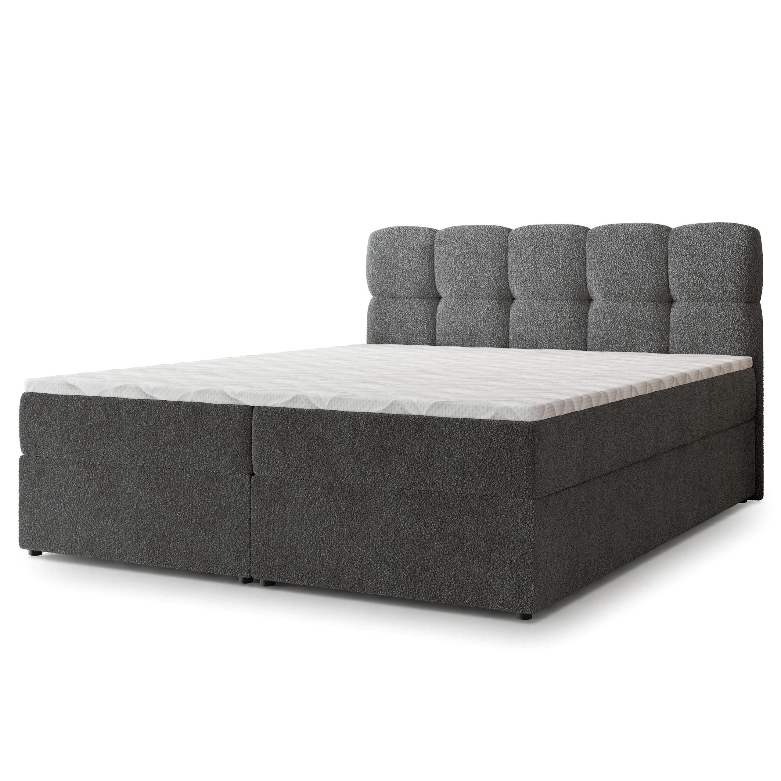 Wohnli Möbelsuche - BOXBETT MERU 160x200 cm mit Matratze und Topper - Grau