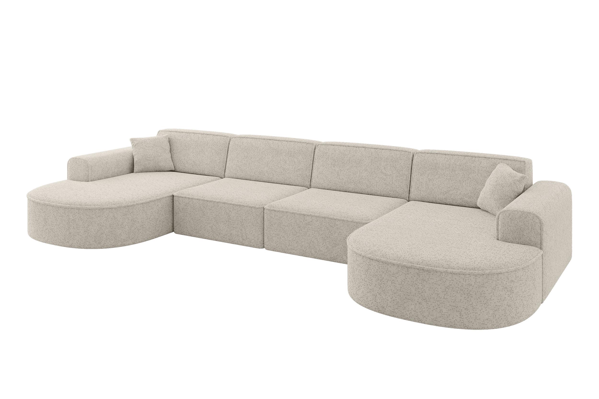 Wohnli Möbelsuche - WOHNLANDSCHAFT MARI-U2 - 388x171x79 cm Beige Tissu