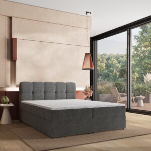 wohnli-moebel-suche-800001593196-1 BOXBETT MERU 180x200 cm mit Matratze und Topper - Grau Holz MASSENO Möbel > Betten > Boxspringbetten Grau