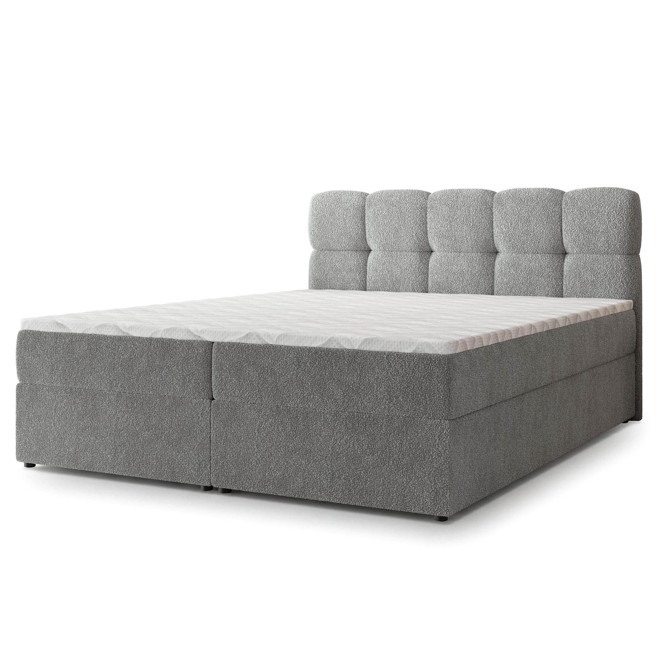 Wohnli Möbelsuche - BOXBETT MERU 160x200 cm mit Matratze und Topper - Hellgrau