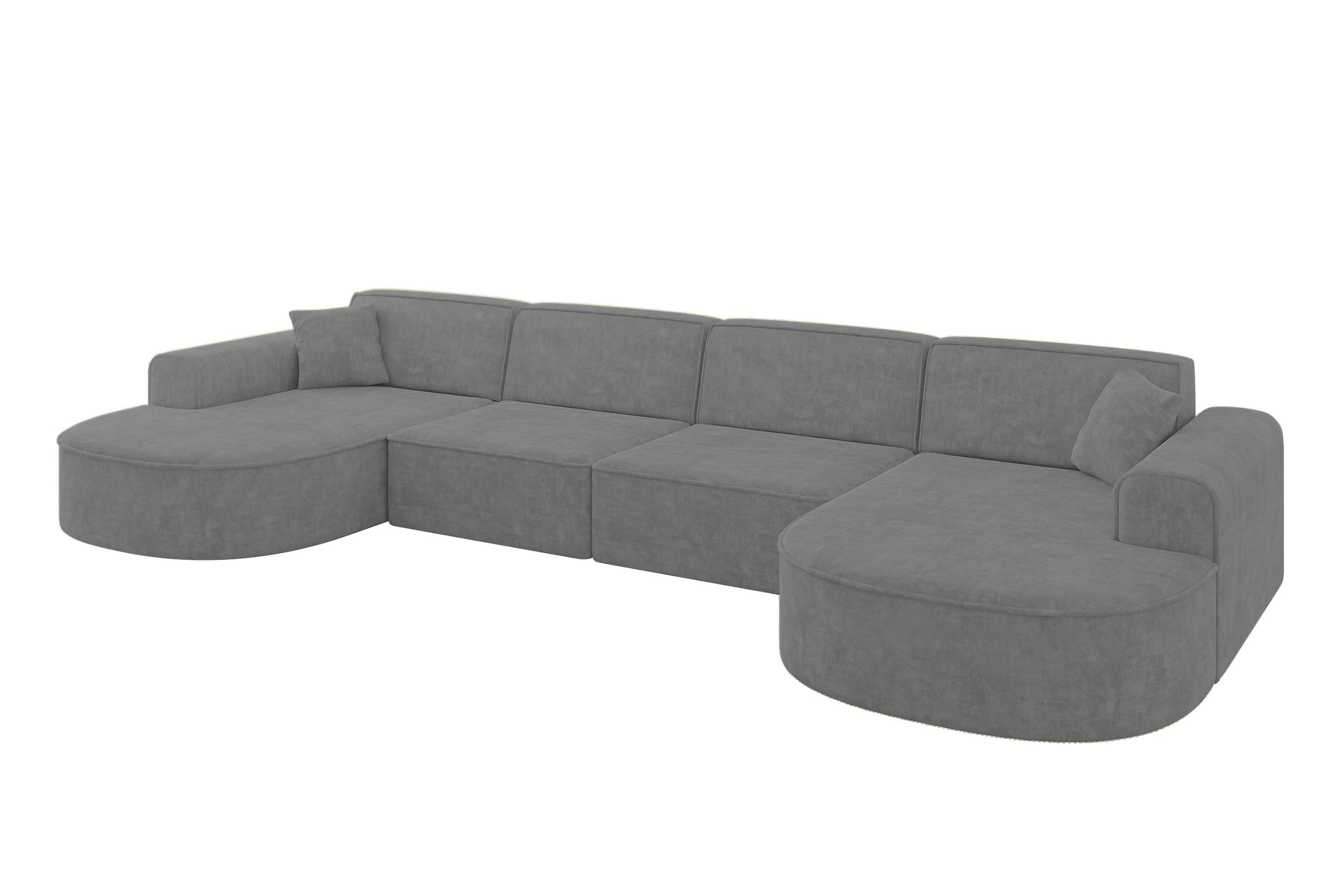 wohnli-moebel-suche-800001593211 Wohnli Möbelsuche - WOHNLANDSCHAFT MARI-U2 - 388x171x79 cm Grau Velours