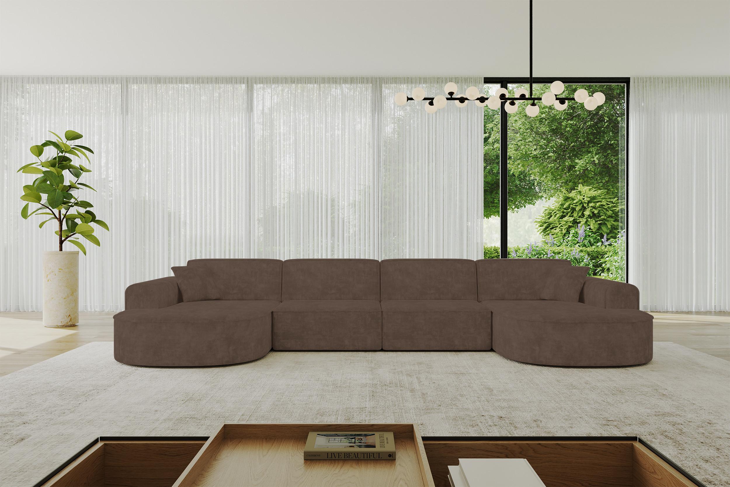 wohnli-moebel-suche-800001593215-1 WOHNLANDSCHAFT MARI-U2 - 388x171x79 cm Braun Velours Textil ALTDECOR Möbel > Sofas & Couches > Wohnlandschaften > Wohnlandschaften U-Form Braun