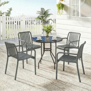 wohnli-moebel-suche-800001593414-1 GARTENSTÜHLE 4er Set Kunststoff Dunkelgrau Kunststoff Outsunny Garten & Outdoor > Gartenmöbel > Gartenstühle Grau