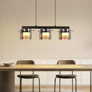 PENDELLEUCHTE Anvel 52/12/157 cm Glas, Metall ZMH Lampen & Leuchten > LED-Leuchten Schwarz