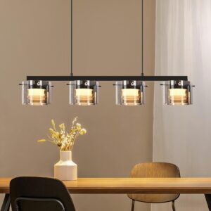 PENDELLEUCHTE Averon 72/12/157 cm Glas, Metall ZMH Lampen & Leuchten > LED-Leuchten Schwarz