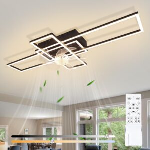 DECKENLEUCHTE mit Ventilator Neryn 94/42/15.5 cm Deckenlampe Metall, Kunststoff ZMH Lampen & Leuchten > LED-Leuchten > LED-Deckenleuchten Schwarz