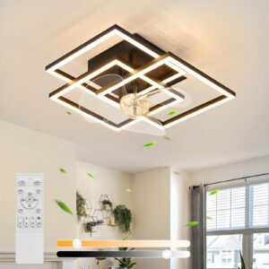 wohnli-moebel-suche-800001597683-1 DECKENVENTILATOR Mit Beleuchtung Qalen 37/37/16.5 cm Metall, Kunststoff ZMH Lampen & Leuchten > LED-Leuchten > LED-Deckenleuchten Schwarz