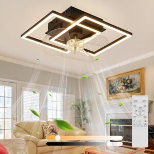 wohnli-moebel-suche-800001597687-1 DECKENVENTILATOR Mit Beleuchtung Relven 34/34/15 cm Metall, Kunststoff ZMH Lampen & Leuchten > LED-Leuchten > LED-Deckenleuchten Schwarz