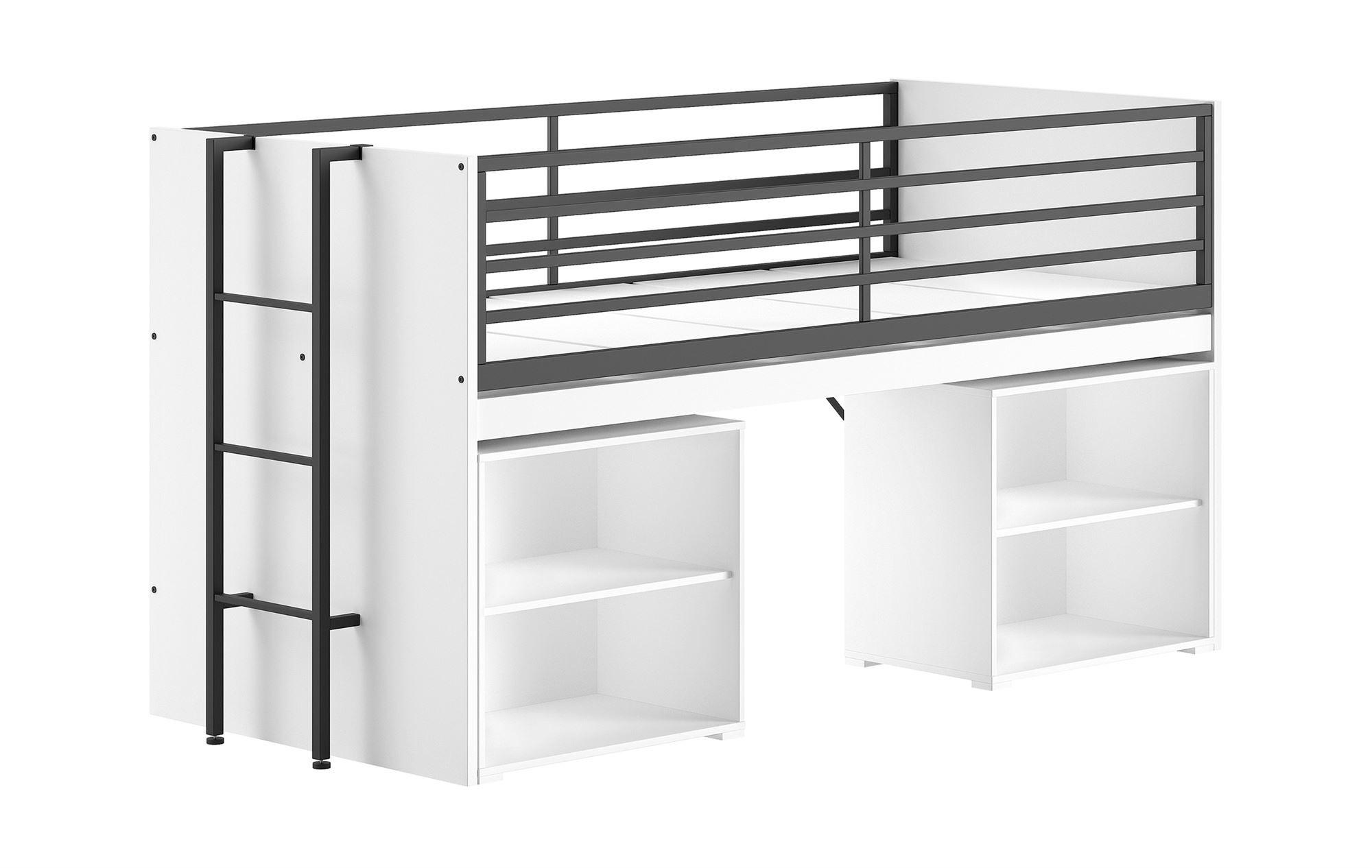 wohnli-moebel-suche-800001598779 Wohnli Möbelsuche - HALBHOCHBETT 90x200 Keelia Weiß mit Schreibtisch Stauraum