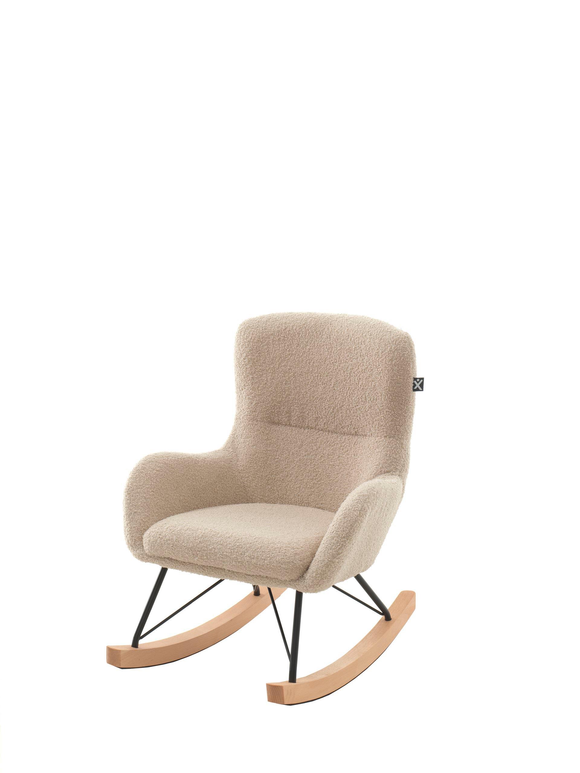 Wohnli Möbelsuche - KINDER SCHAUKELSTUHL Keila komfortabel und bequem Bouclé Stoff beige