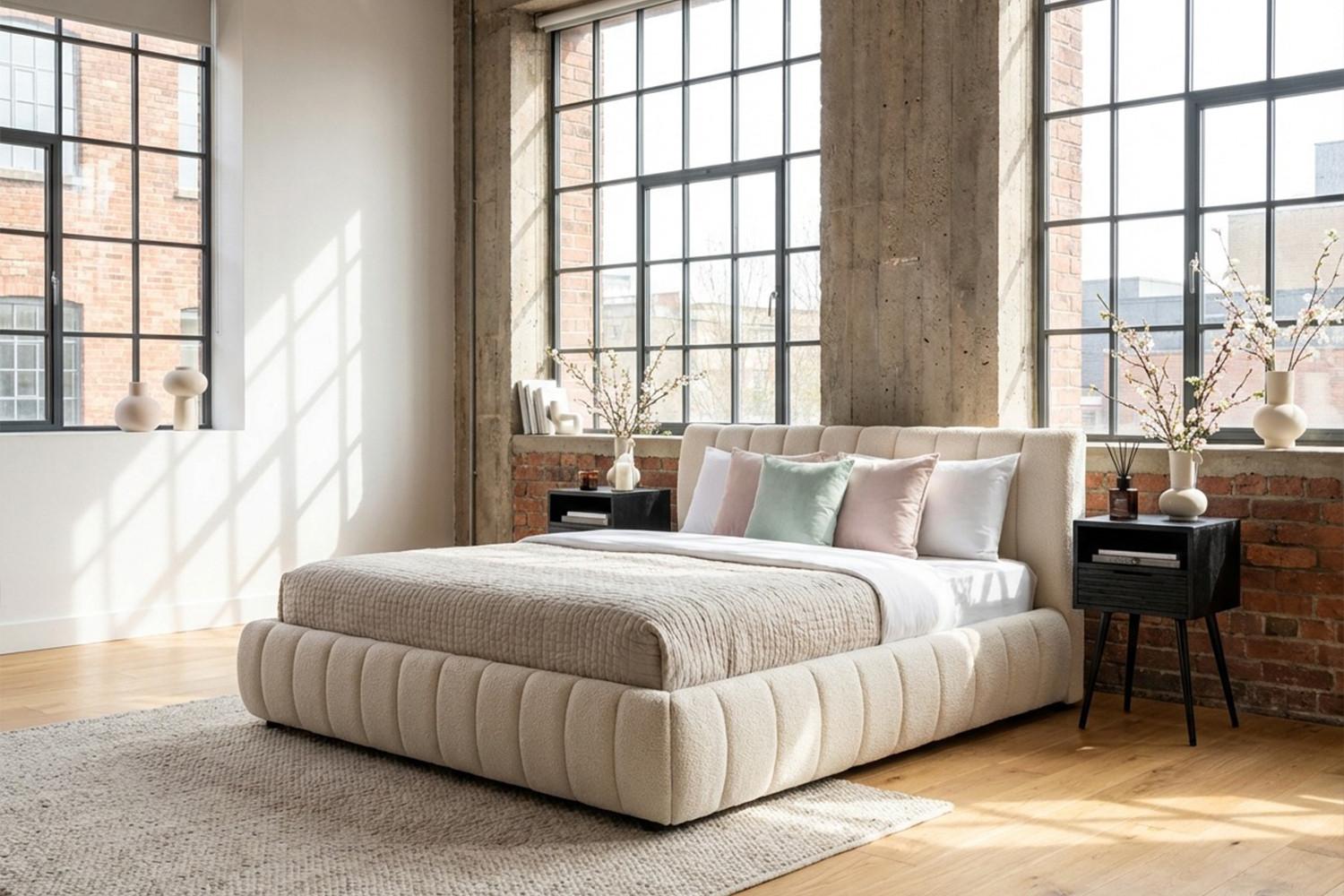 POLSTERBETT ALIOTTA Cremeweiß Bouclé Textil KAWOLA Möbel > Betten > Polsterbetten Weiß