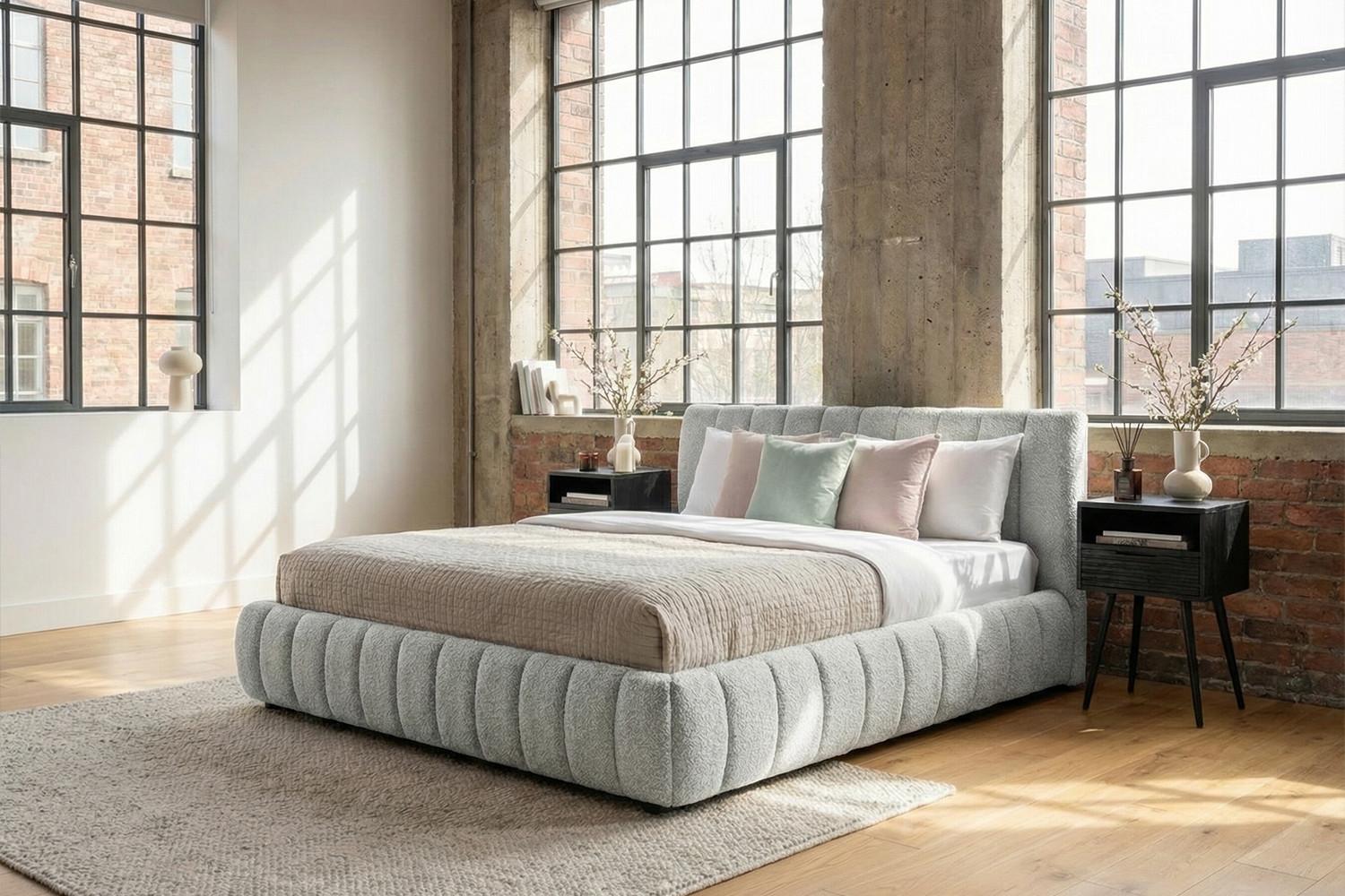 POLSTERBETT ALIOTTA Grau Bouclé Textil KAWOLA Möbel > Betten > Polsterbetten Grau