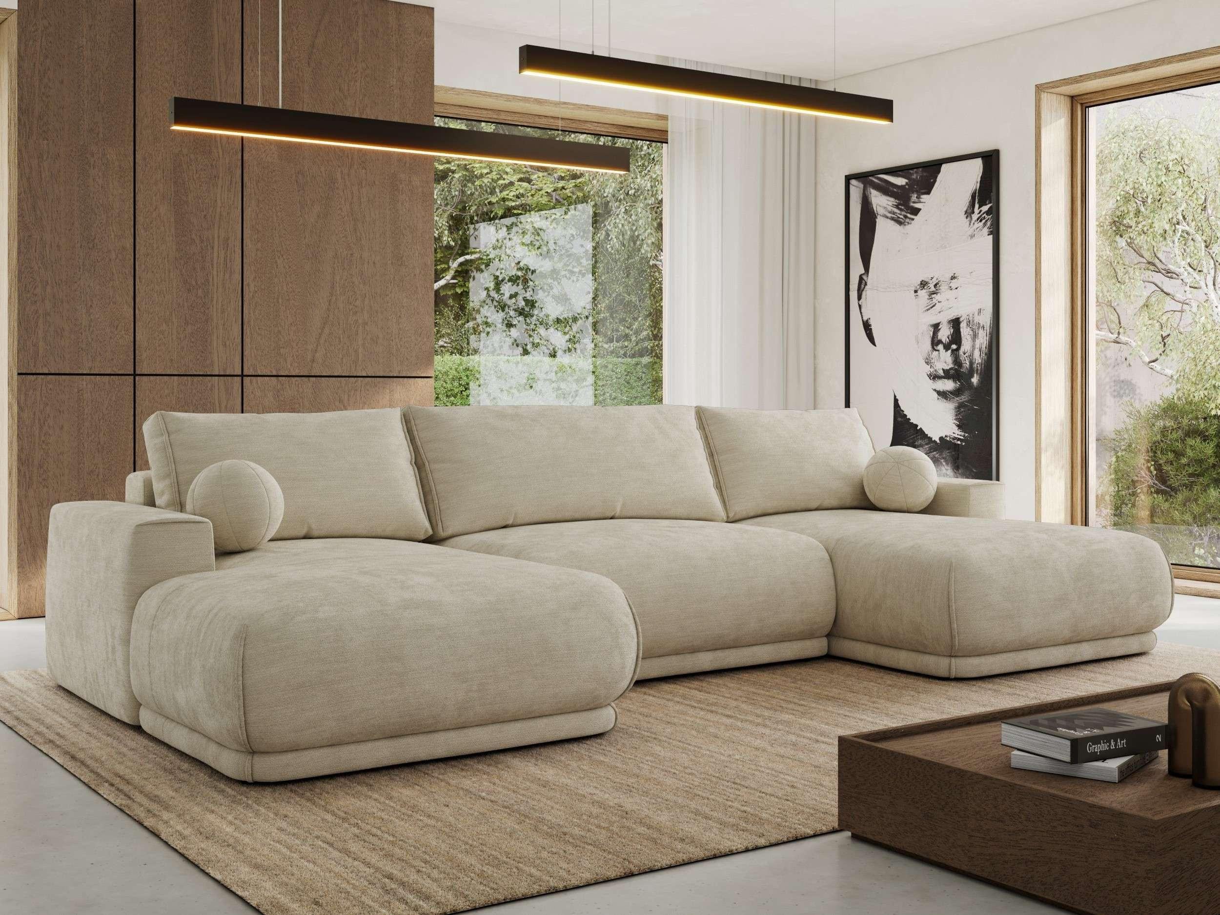 wohnli-moebel-suche-800001599580-1 WOHNLANDSCHAFT RINA U Beige Schenille glatt Textil MKS Möbel > Sofas & Couches > Wohnlandschaften > Wohnlandschaften U-Form Beige