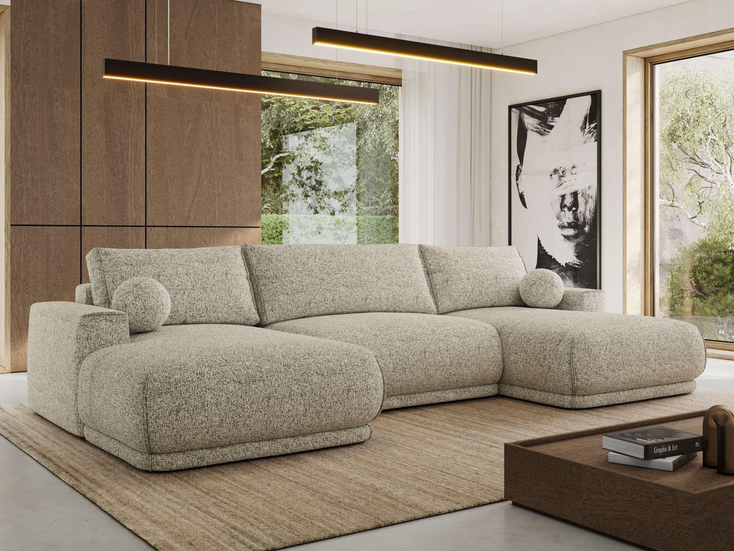WOHNLANDSCHAFT RINA U Beige Strukture Textil MKS Möbel > Sofas & Couches > Wohnlandschaften > Wohnlandschaften U-Form Beige