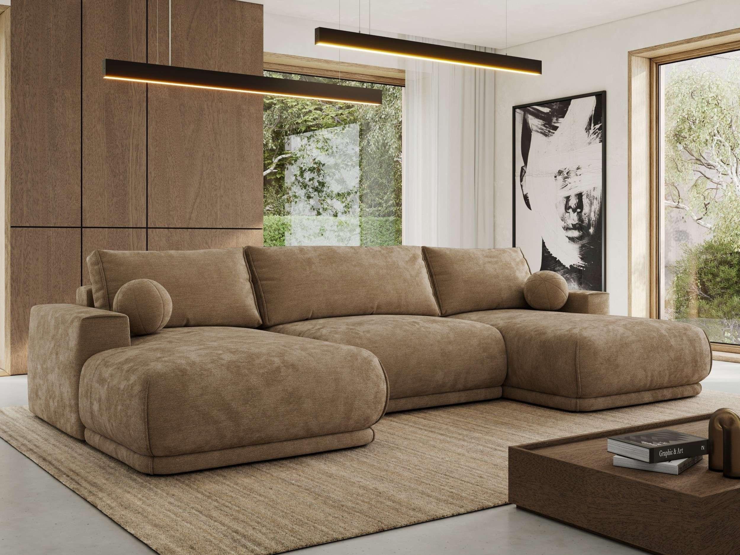 wohnli-moebel-suche-800001599585-1 WOHNLANDSCHAFT RINA U Braun Schenille glatt Textil MKS Möbel > Sofas & Couches > Wohnlandschaften > Wohnlandschaften U-Form Braun