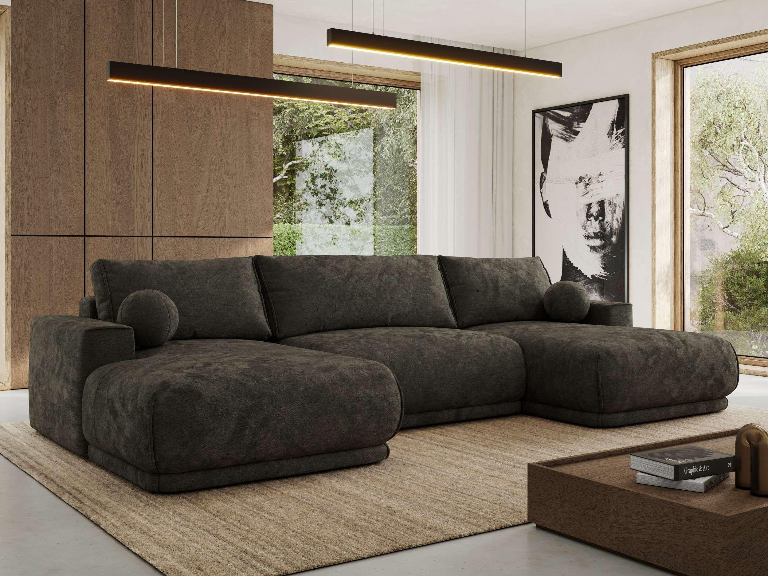 wohnli-moebel-suche-800001599599-1 WOHNLANDSCHAFT RINA U Dunkelgrau Schenille glatt Textil MKS Möbel > Sofas & Couches > Wohnlandschaften > Wohnlandschaften U-Form Grau
