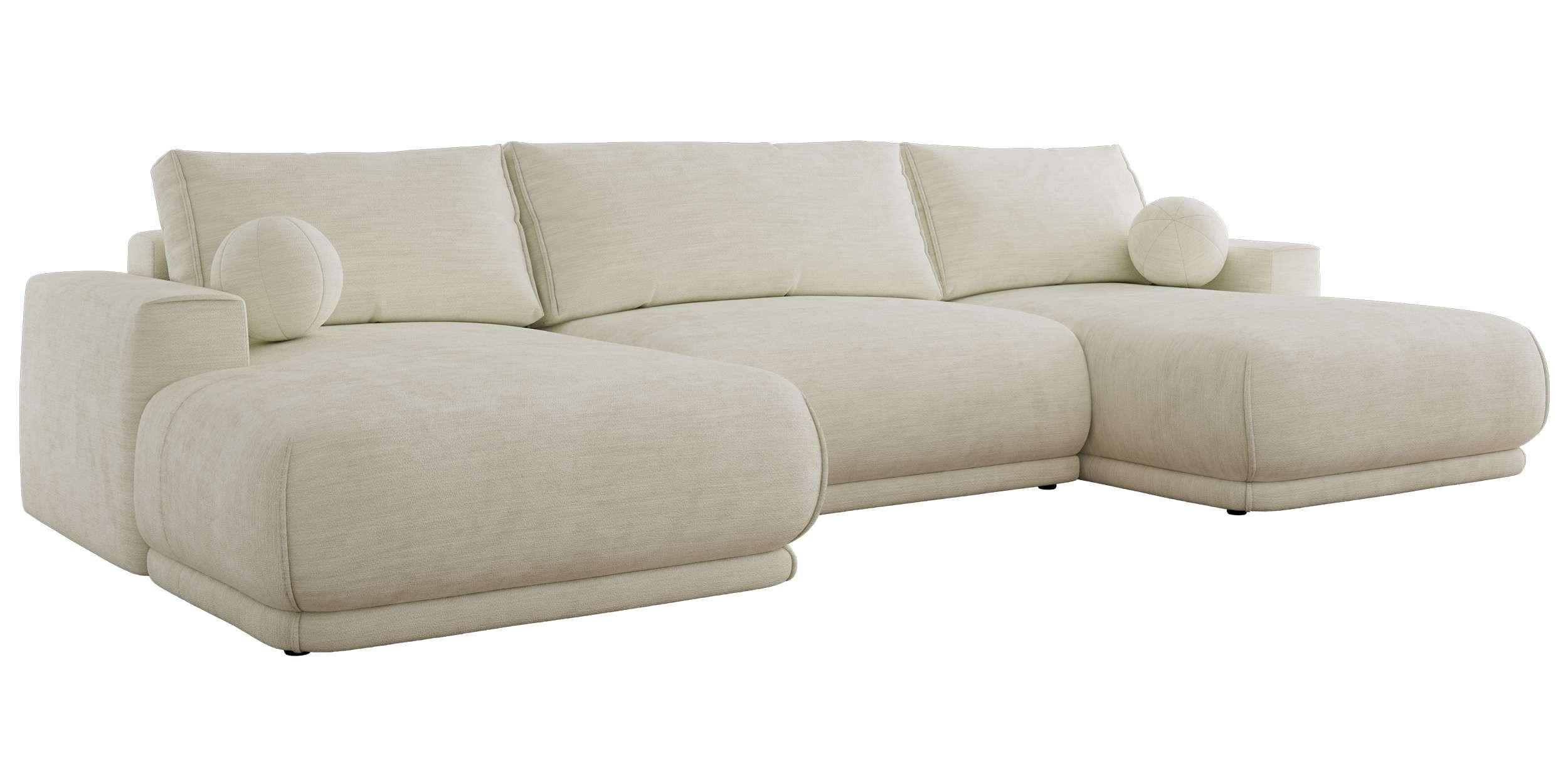 wohnli-moebel-suche-800001599603 Wohnli Möbelsuche - WOHNLANDSCHAFT RINA U Creme Schenille glatt