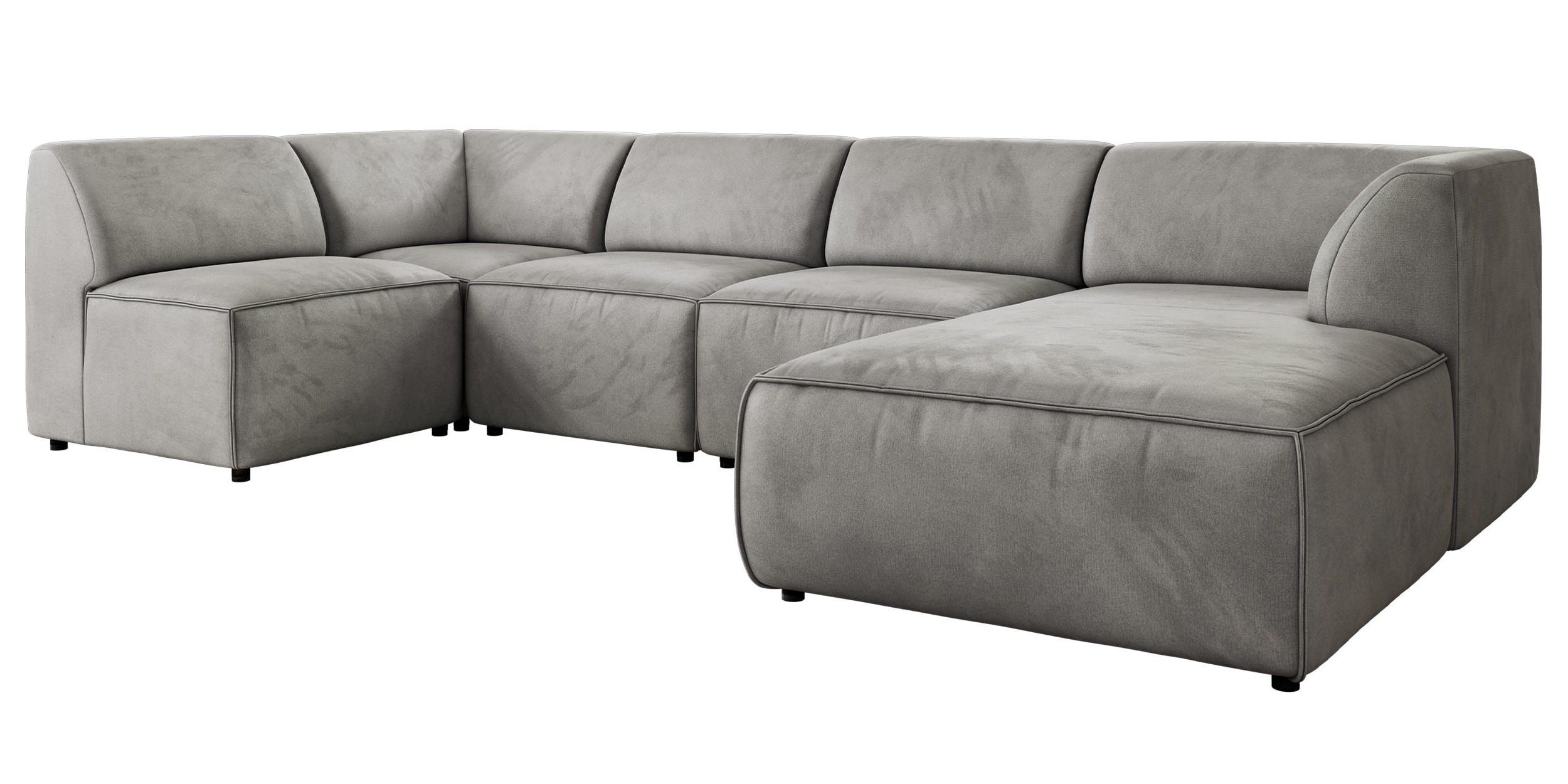 wohnli-moebel-suche-800001599630 Wohnli Möbelsuche - WOHNLANDSCHAFT MODARO U 5M - Hellgrau Velvet - Rechts