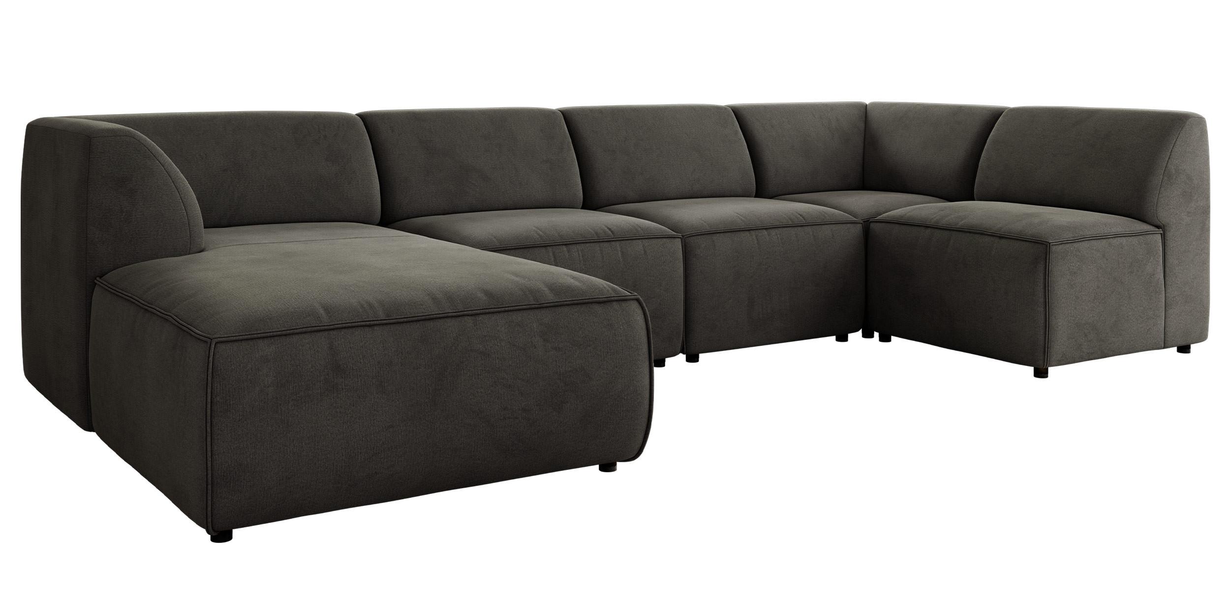 wohnli-moebel-suche-800001599635 Wohnli Möbelsuche - WOHNLANDSCHAFT MODARO U 5M - Dunkelgrau Velvet - Links