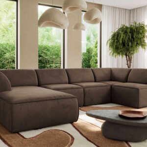 wohnli-moebel-suche-800001599647-1 WOHNLANDSCHAFT MODARO U 5M - Braun Velvet - Links Textil MKS Möbel > Sofas & Couches > Wohnlandschaften > Wohnlandschaften U-Form Braun