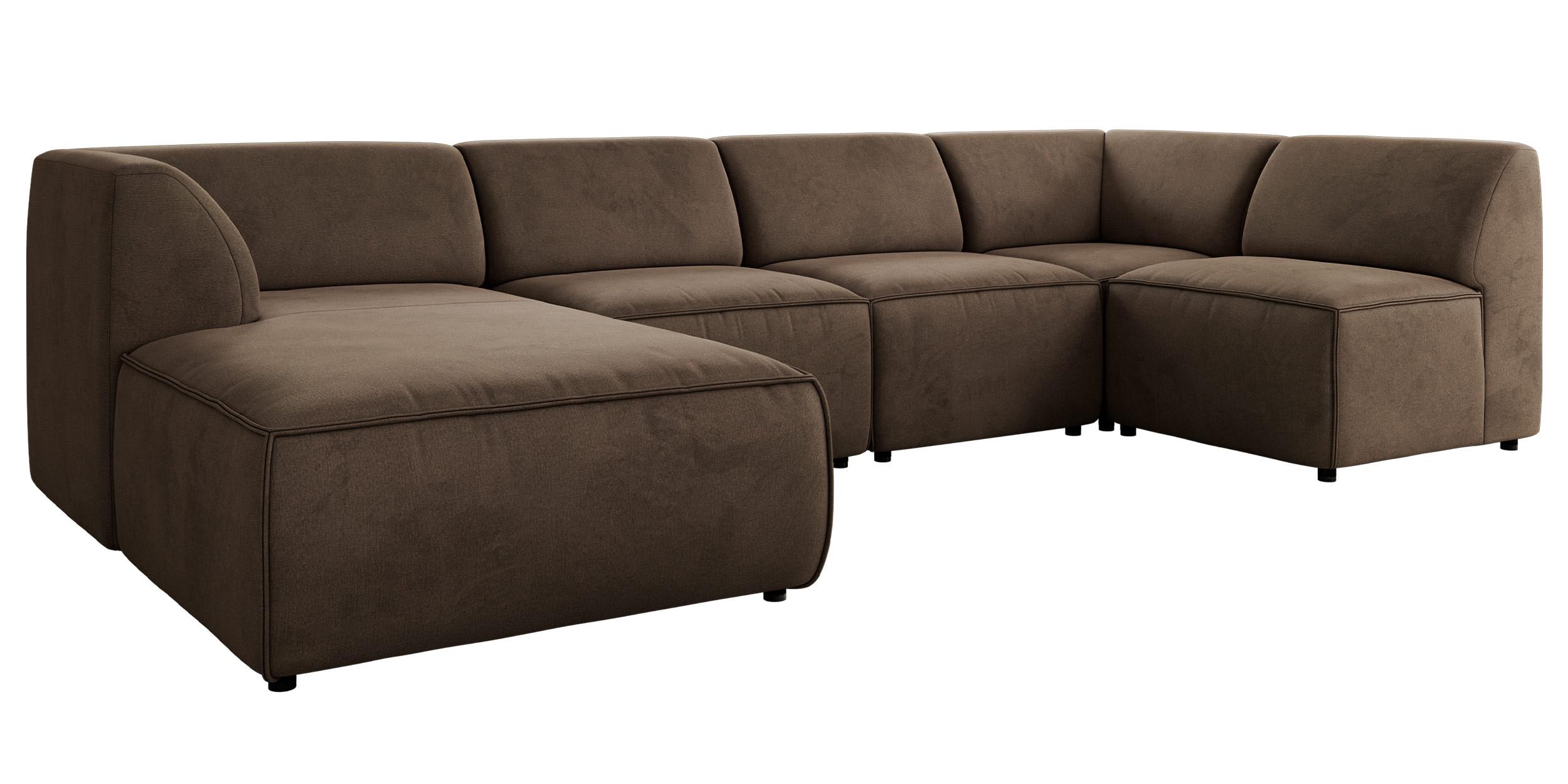 wohnli-moebel-suche-800001599647 Wohnli Möbelsuche - WOHNLANDSCHAFT MODARO U 5M - Braun Velvet - Links