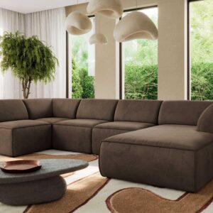 wohnli-moebel-suche-800001599653-1 WOHNLANDSCHAFT MODARO U 5M - Braun Velvet - Rechts Textil MKS Möbel > Sofas & Couches > Wohnlandschaften > Wohnlandschaften U-Form Braun