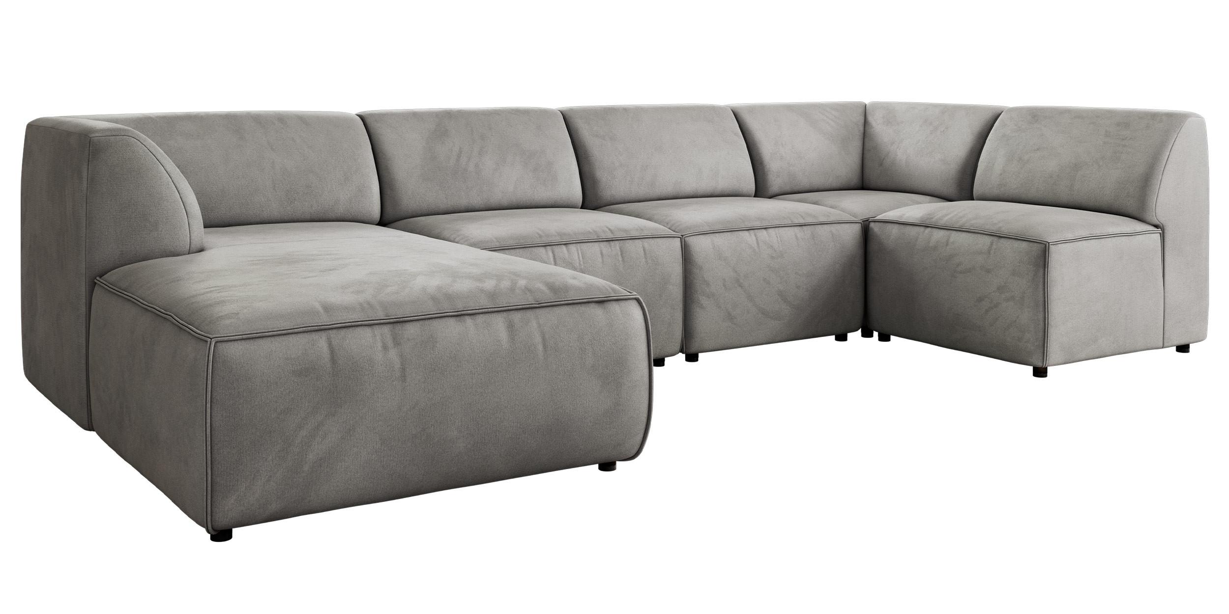 wohnli-moebel-suche-800001599659 Wohnli Möbelsuche - WOHNLANDSCHAFT MODARO U 5M - Hellgrau Velvet - Links